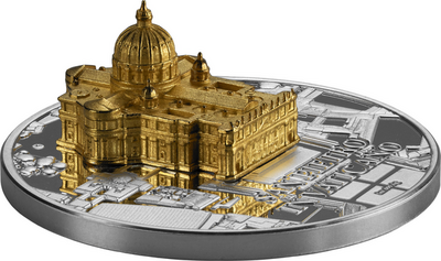 San Pietro in Vaticano 3D sculpture 1 oz 2025 - stříbrná mince