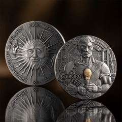 Dual Essence - Cyborg 2 oz antique finish 2026 - stříbrná mince