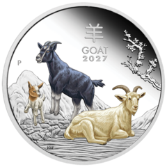 Rok Kozy 2027 1 oz proof, kolorovaná - stříbrná mince