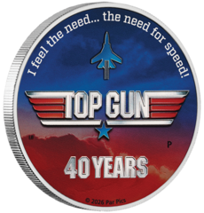 TOP GUN 40. výročí 1 oz proof, kolorovaná 2026 - stříbrná mince