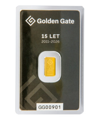 Zlatý slitek 1 g Golden Gate 15 let